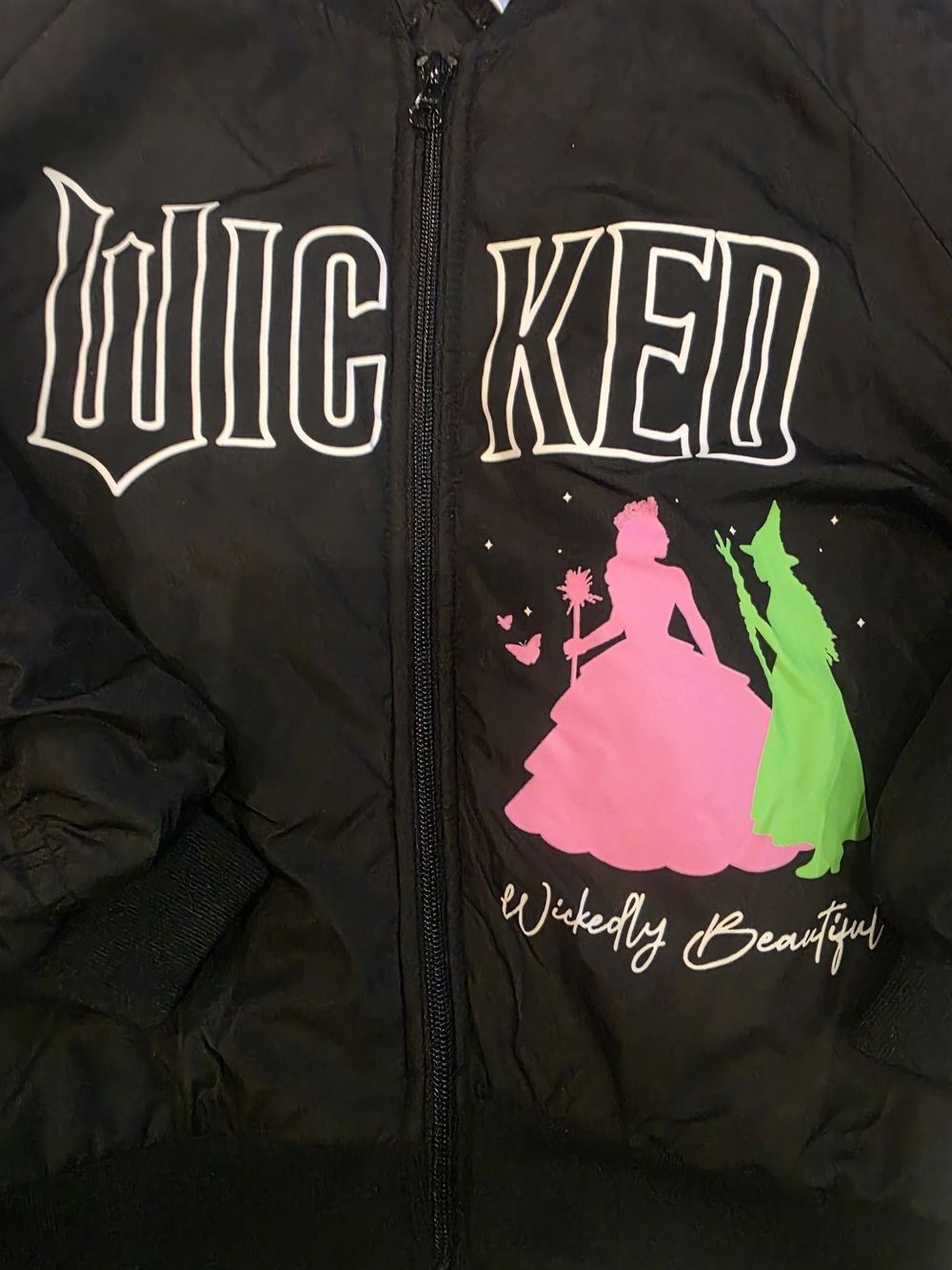 Wicked Wickedly Beautiful Bomber Jacket Graphic Black & Pink 6-6x - Picture 3 of 5